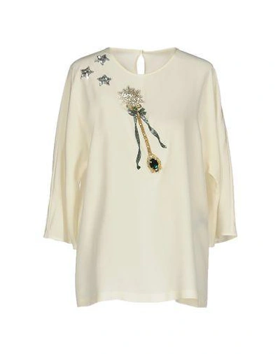 Shop Dolce & Gabbana Woman Top Ivory Size 2 Silk In White