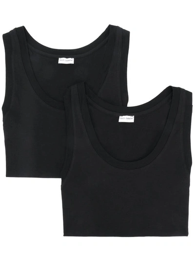 Dolce & Gabbana Set Of Two Cotton-jersey Tan Tops