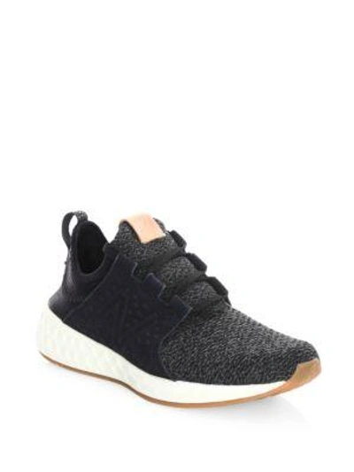 New Balance Women's Cruz Perforated Knitted Sneakers In Black White