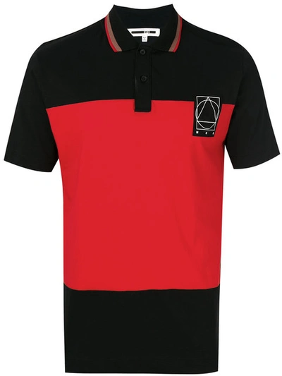 Mcq By Alexander Mcqueen Colourblock Jersey Polo Shirt In Dark Black & Brilliant Red