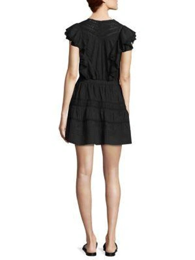 Shop Loveshackfancy Sylvie Ruffled Sleeves Cotton A-line Dress In Black