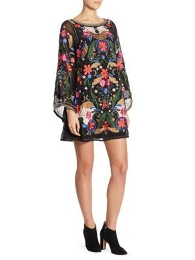 ALICE AND OLIVIA Eleonora Embroidered A-Line Dress 