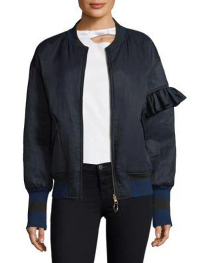 Maggie Marilyn Don't Forget To Dream Reversible Bomber Jacket In Grey Blue Bottle Green