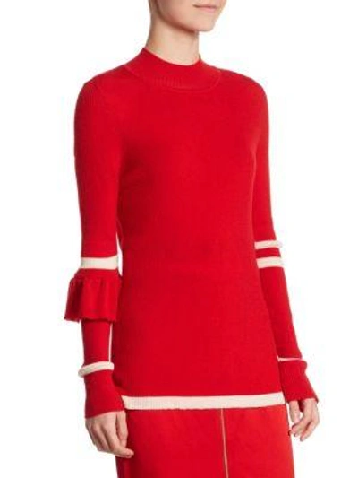 Shop Maggie Marilyn Heart Whisper Striped Wool Sweater In Red