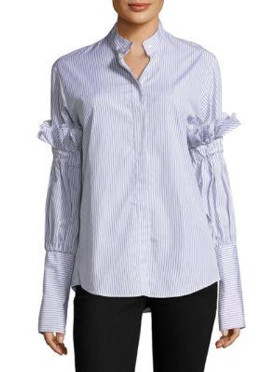 Maggie Marilyn You Change The World Striped Cotton Button-down Shirt In White Black Stripe