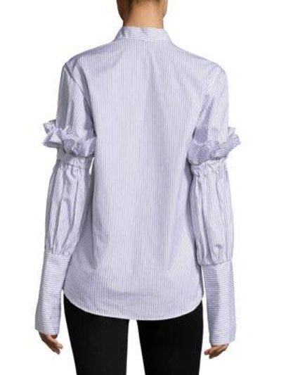 Shop Maggie Marilyn You Change The World Striped Cotton Button-down Shirt In White Black Stripe