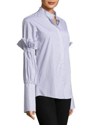 Shop Maggie Marilyn You Change The World Striped Cotton Button-down Shirt In White Black Stripe