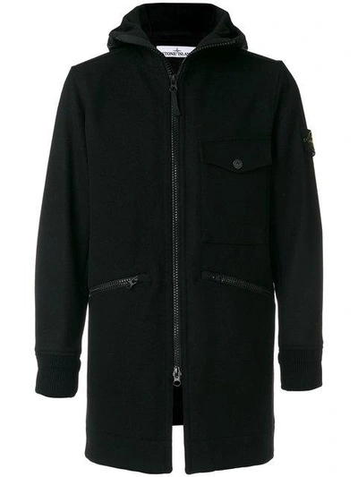 Stone Island Logo Patch Hooded Coat