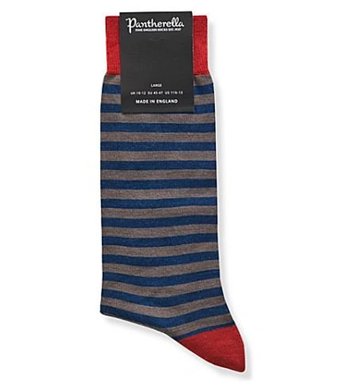 Shop Pantherella Harrow Striped Socks In Blackberry