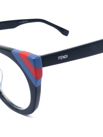 Shop Fendi Colour-block Cat Eye Glasses In Blue