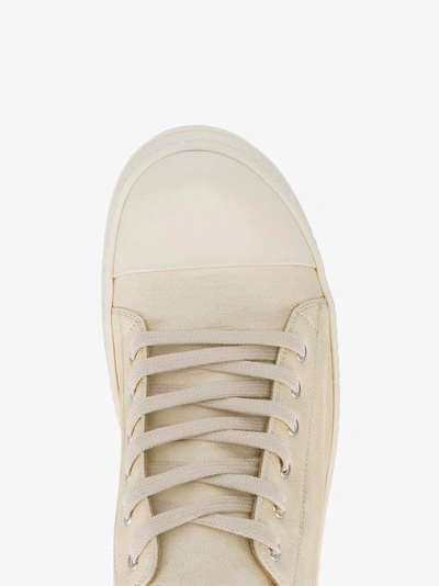 Shop Rick Owens Ivory Low Leather Sneakers In Beige