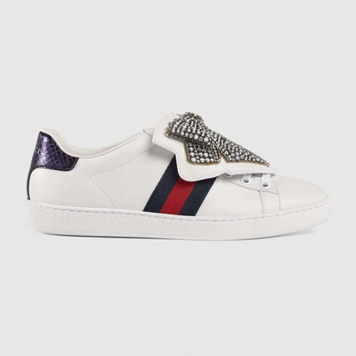 Gucci Ace Trainer With Removable Embroideries In 9182 White | ModeSens