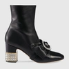 GUCCI LEATHER ANKLE BOOT WITH REMOVABLE LEATHER BOW