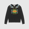 GUCCI COTTON SWEATSHIRT WITH GUCCI LOGO AND FLOWERS