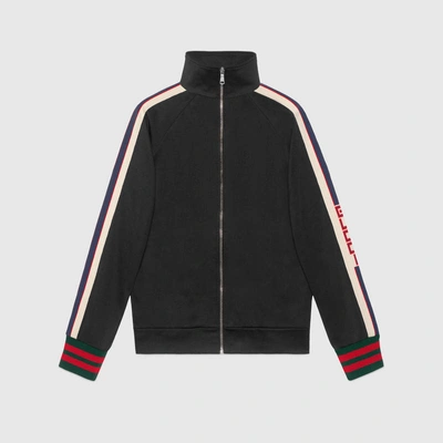 Shop Gucci Technical Jersey Jacket, Size Xxl, Black, Ready-to-wear