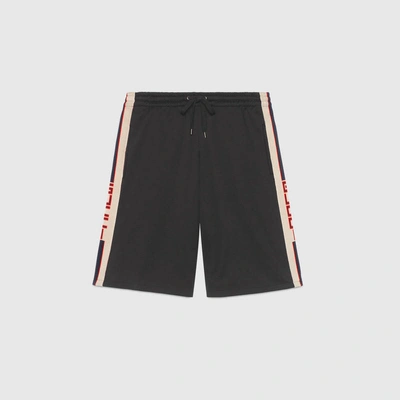 Shop Gucci Technical Jersey Short In Black