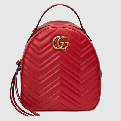 Gucci Gg Marmont Matelassé Leather Backpack In Red