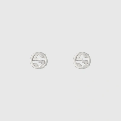 Shop Gucci Interlocking Earrings In Silver In Undefined