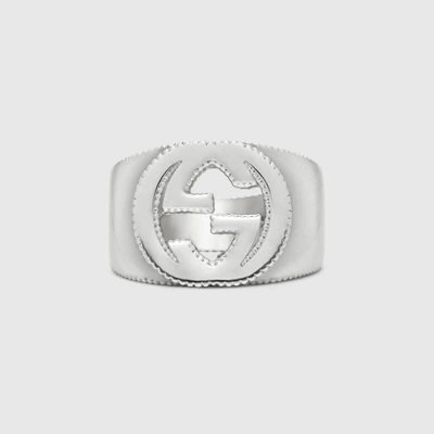 Shop Gucci Interlocking G Ring In Silver In 925 Sterling Silver