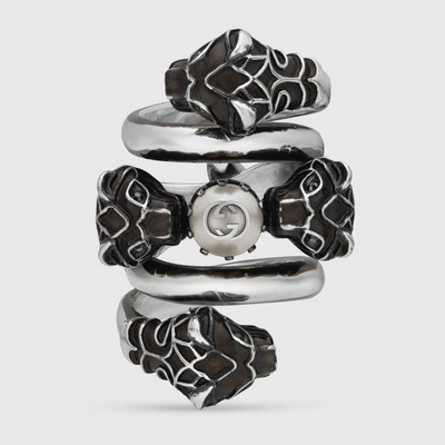 Shop Gucci Double Wrap Ring With Tiger Heads In Undefined