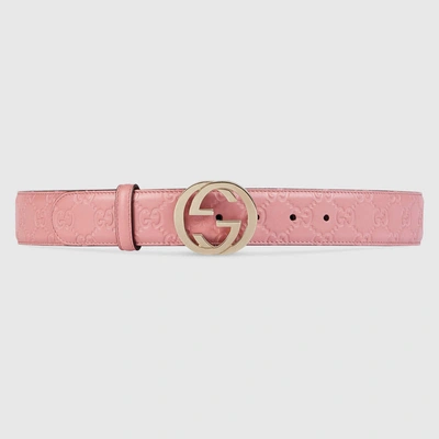 Gucci Signature Belt With G Buckle In Candy Pink