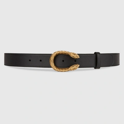 Shop Gucci Dionysus Leather Belt In Black