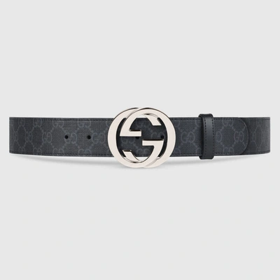 Gucci Black Supreme Gg Canvas And Leather Belt