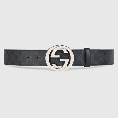 Shop Gucci Gg Supreme Belt With G Buckle In Black