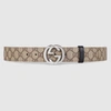 Gucci 4cm Gg Supreme Logo Coated Canvas Belt In Beige