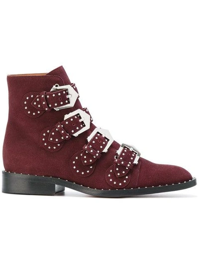 Shop Givenchy Studded Buckle Fitted Boots
