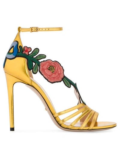 Shop Gucci Ophelia Embroidered Sandals