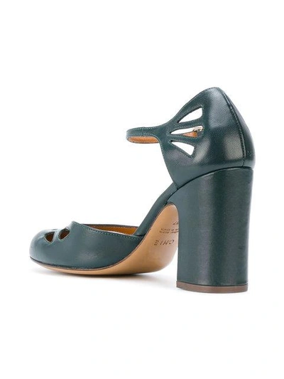 Shop Chie Mihara Cut Out Detail Block Heel Pumps In Green