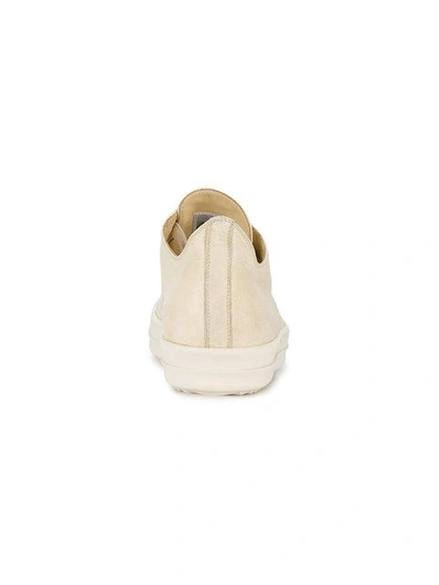 Shop Rick Owens Ivory Low Leather Sneakers