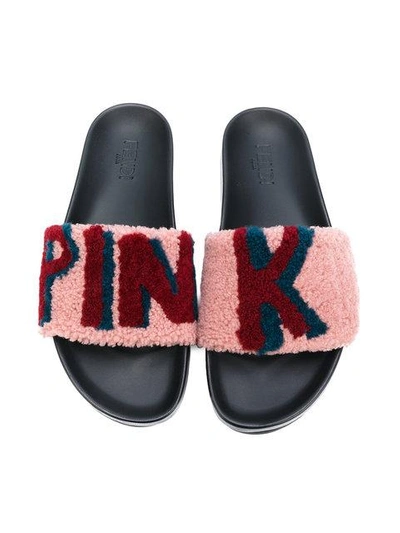 Shop Fendi Pink Flip Flops - Multicolour