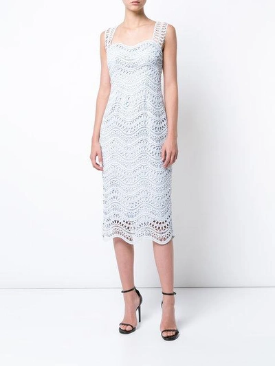 Shop Lela Rose Crochet Effect Layered Dress