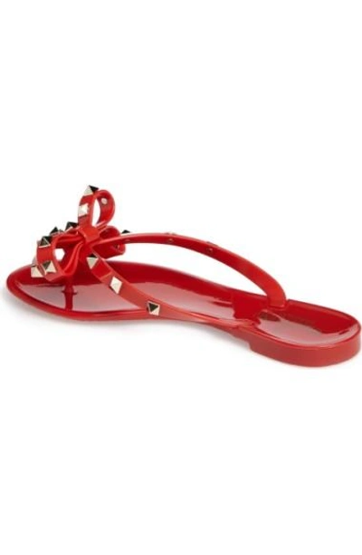 Shop Valentino 'rockstud' Flip Flop In Red