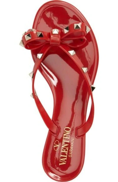 Shop Valentino 'rockstud' Flip Flop In Red