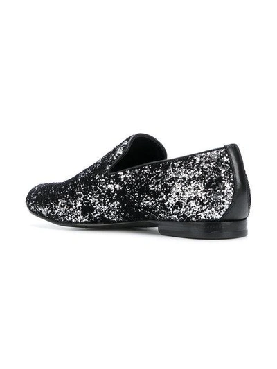 Shop Jimmy Choo Sloane Glittered Slippers In Black