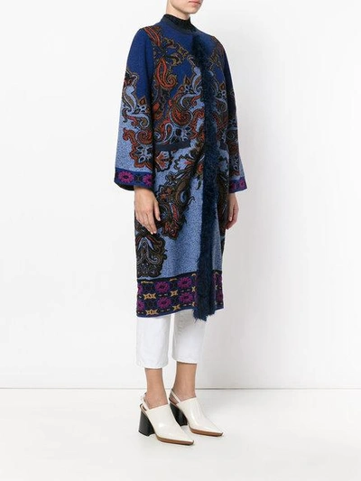 Shop Etro Embroidered Shearling Cardi-coat