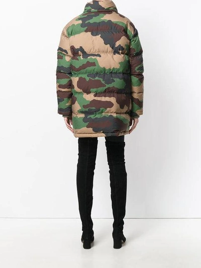 Shop Moschino Padded Camouflage Jacket In Green
