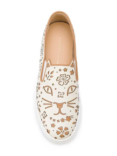 Shop Charlotte Olympia Cool Cat Sneakers - Neutrals In Nude & Neutrals