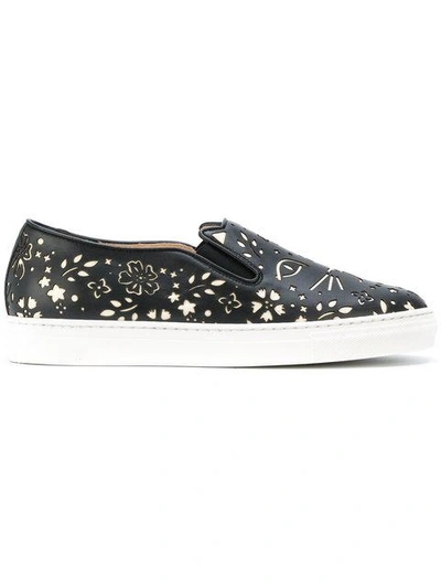 Shop Charlotte Olympia Cool Cats Sneakers In Black