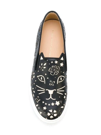 Shop Charlotte Olympia Cool Cats Sneakers In Black