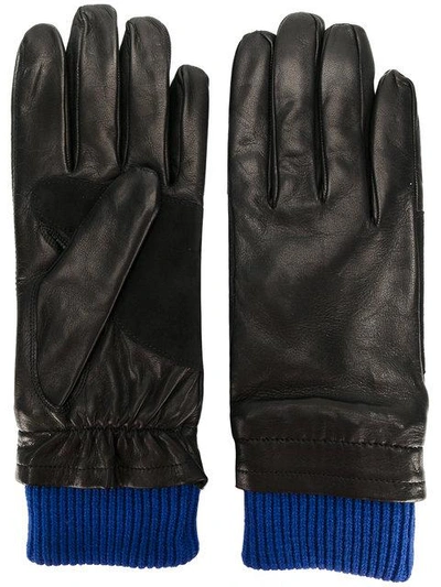 Shop Ami Alexandre Mattiussi Contrast Cuff Gloves - Black