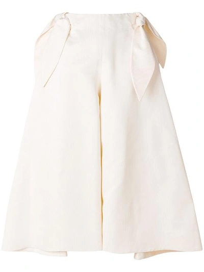 Shop Delpozo Bow Detail Wide Trousers - Neutrals