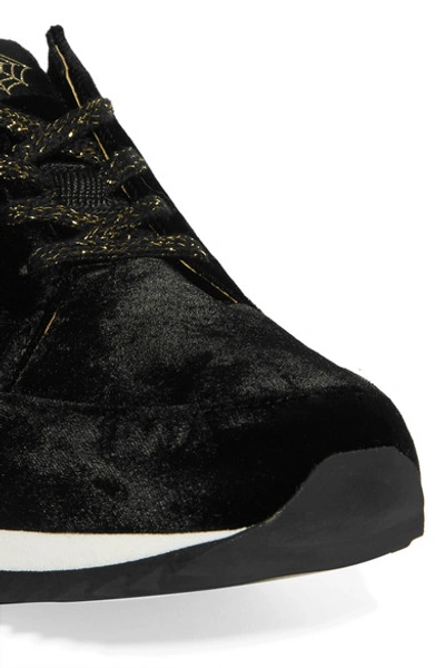 Shop Charlotte Olympia Work It! Embroidered Velvet Sneakers