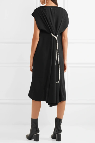 Shop Mm6 Maison Margiela Faux Pearl-embellished Crepe Dress