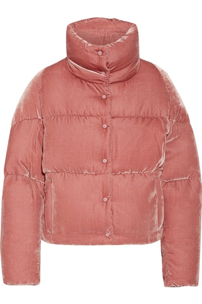 Shop Moncler Cercis Quilted Velvet Down Jacket