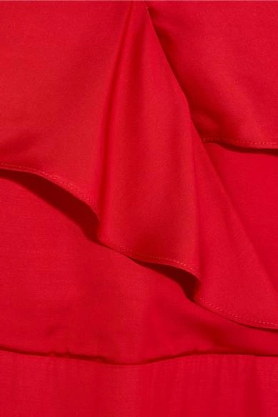 Shop Paul & Joe Cold-shoulder Satin Dress In Red
