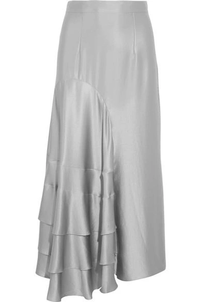 Roksanda Ruffled Hammered Silk-satin Midi Skirt | ModeSens